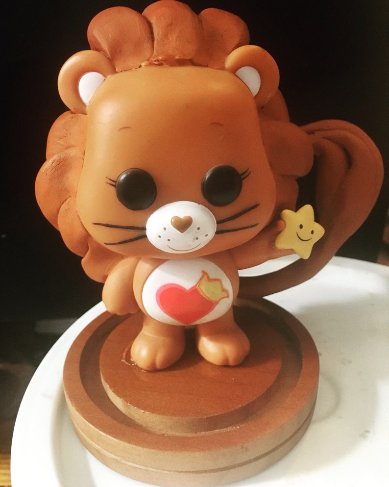 Custom funko pop care bear cousin Brave Heart lion flocked | Etsy