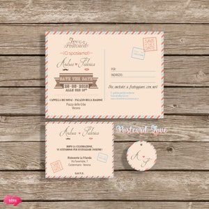 Participación en la boda ? Invitación a la boda ? AMOR DE POSTCARD - Ref. P18