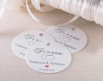 Tag per matrimonio, tag personalizzate, biglietti per confetti, biglietti di ringraziamento | LOVELY