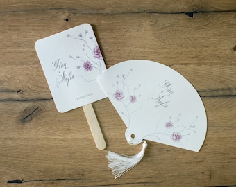 Pink Floral Wedding Fans, Wedding Fans, Wedding Shaped Fan, Wedding Stick Fan | Tokyo