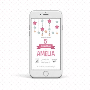 Invito digitale whatsapp | Festa | Compleanno | Bimba | STELLE