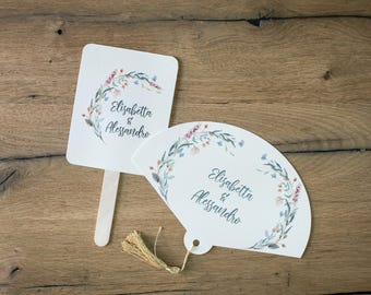 Floral wedding fans, wedding fans, wedding shaped fans, wedding stick fans