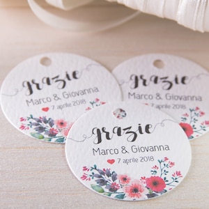 Tag per matrimonio, tag personalizzate, biglietti per confetti, biglietti di ringraziamento | BLOOMING