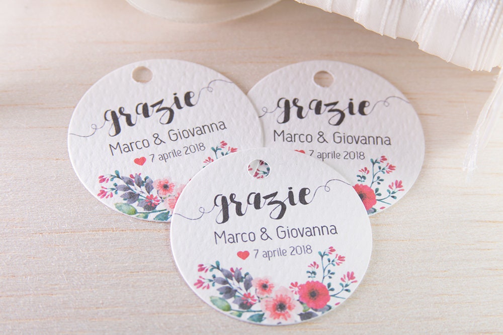 Wedding Tags, Personalized Tags, Confetti Cards, Thank You Cards BLOOMING