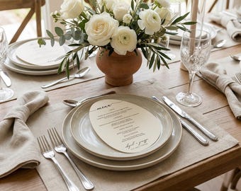 Elegant Minimal Wedding Menu | Personalized Wedding Menu | Irregular Oval Design | Refined Print