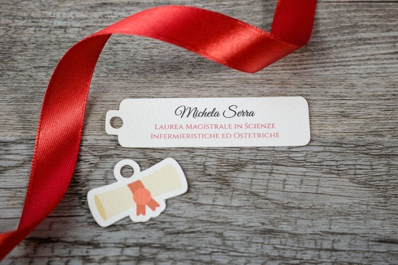 Bigliettini Laurea 60pz Per Bomboniere - Scritta Oro Su Cartoncino Rosso - Foto 8