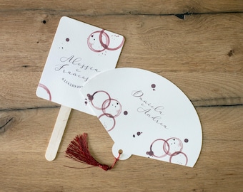 Wine themed wedding fans, wedding fans, wedding shaped fans, wedding stick fans | Bordeaux