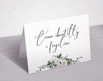 Kit of 5 flavour markers for confetti with a floral and green leaves theme