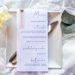 Paris Vellum Menu, Translucent Paper Printed Menu, Wedding Menu, Vellum Menu, Translucent Single Seat Menu