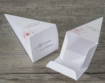 Sweets cone with roses | Rice cone with roses | Sugared almonds | Pyramid box