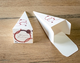 Wine themed dragee cone | Wine themed rice holder cone | Sugared almonds | Burgundy pyramid box