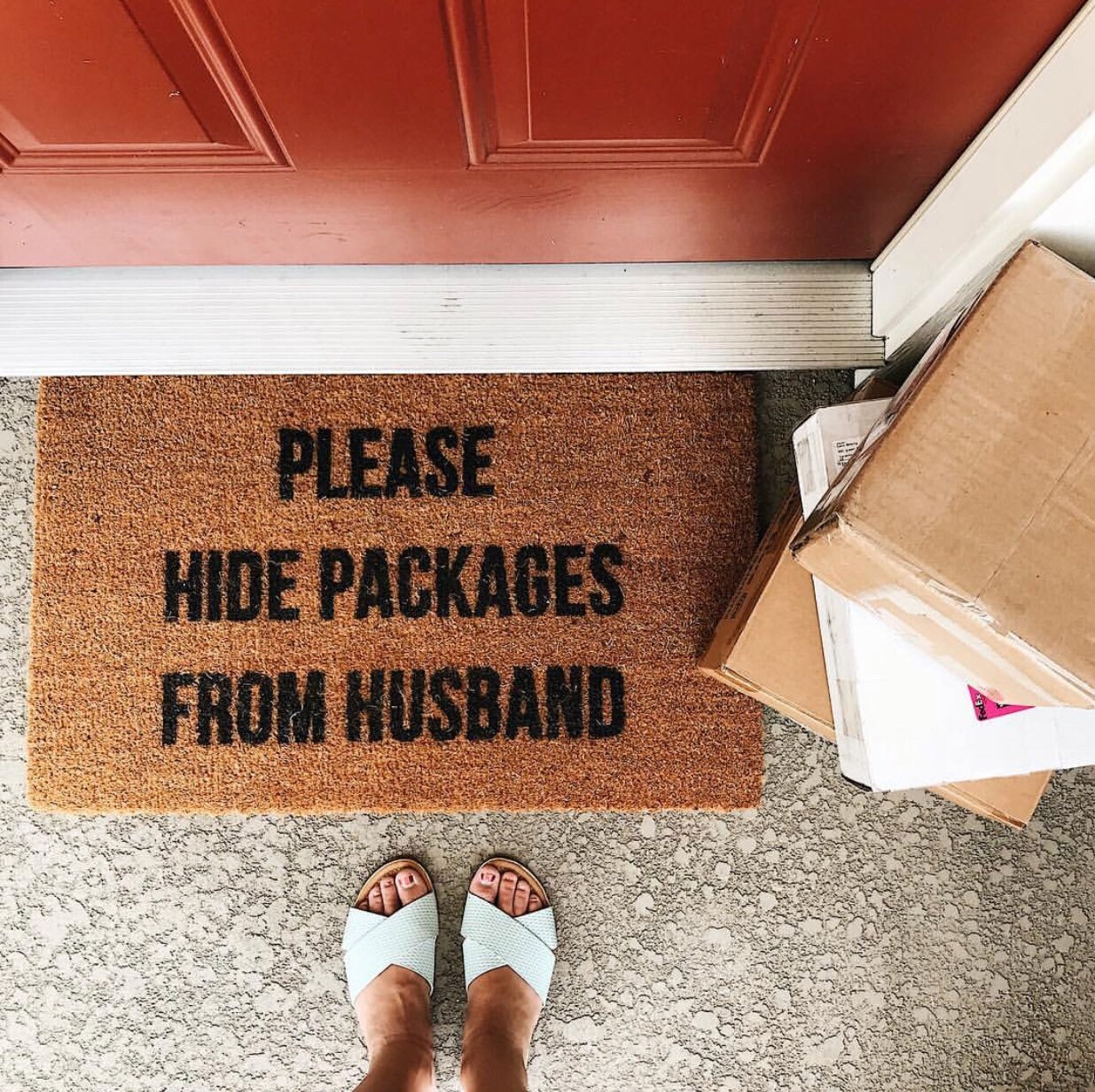 The ORIGINAL Please Hide Packages From Husband Doormat Funny Etsy