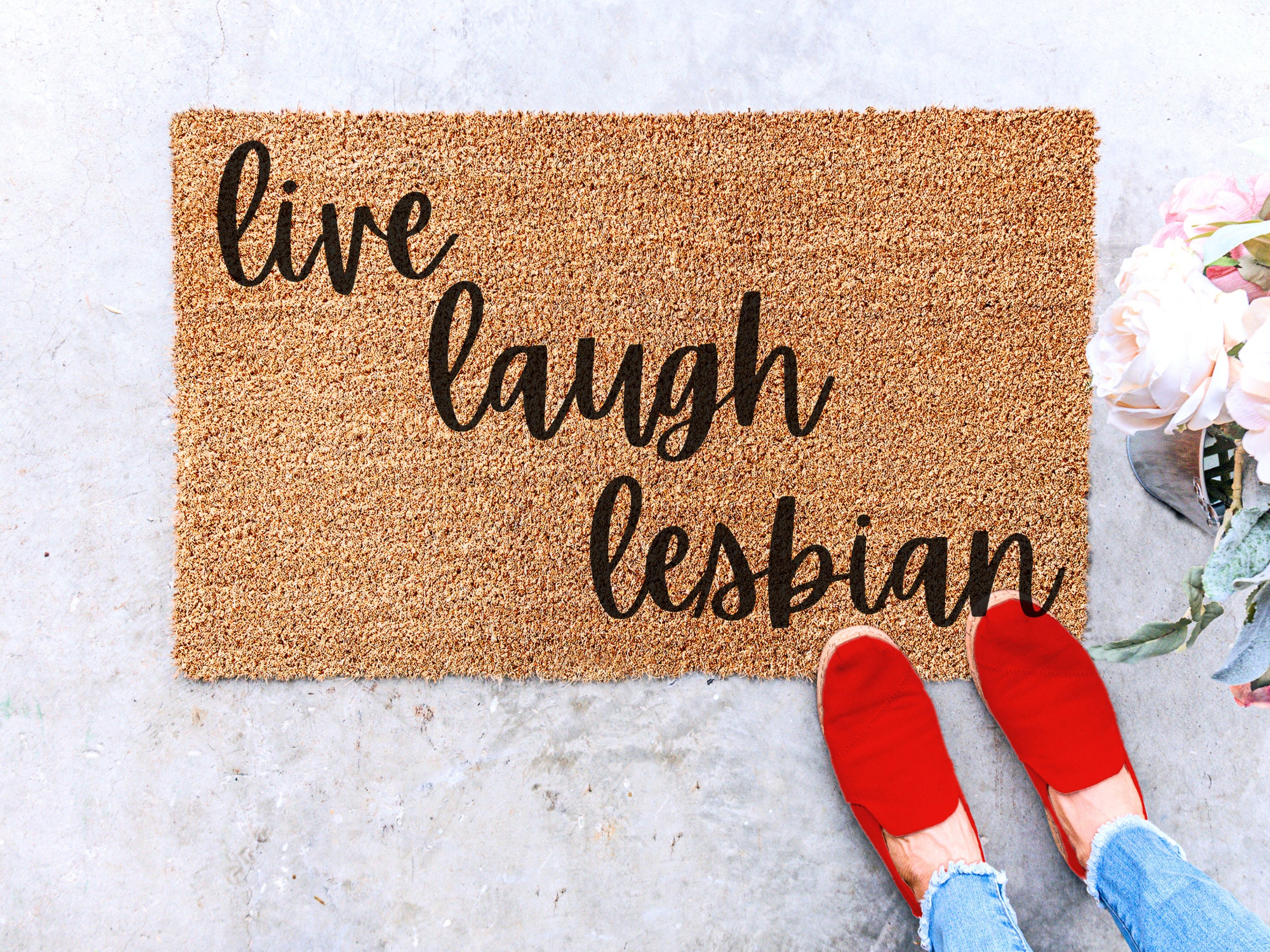 Live Laugh Lesbian Doormat LGBTQ Doormat Gay Pride Home pic image