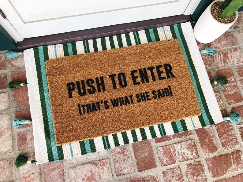 Push to EnterDoormat Doormats Custom Doormat Etsy