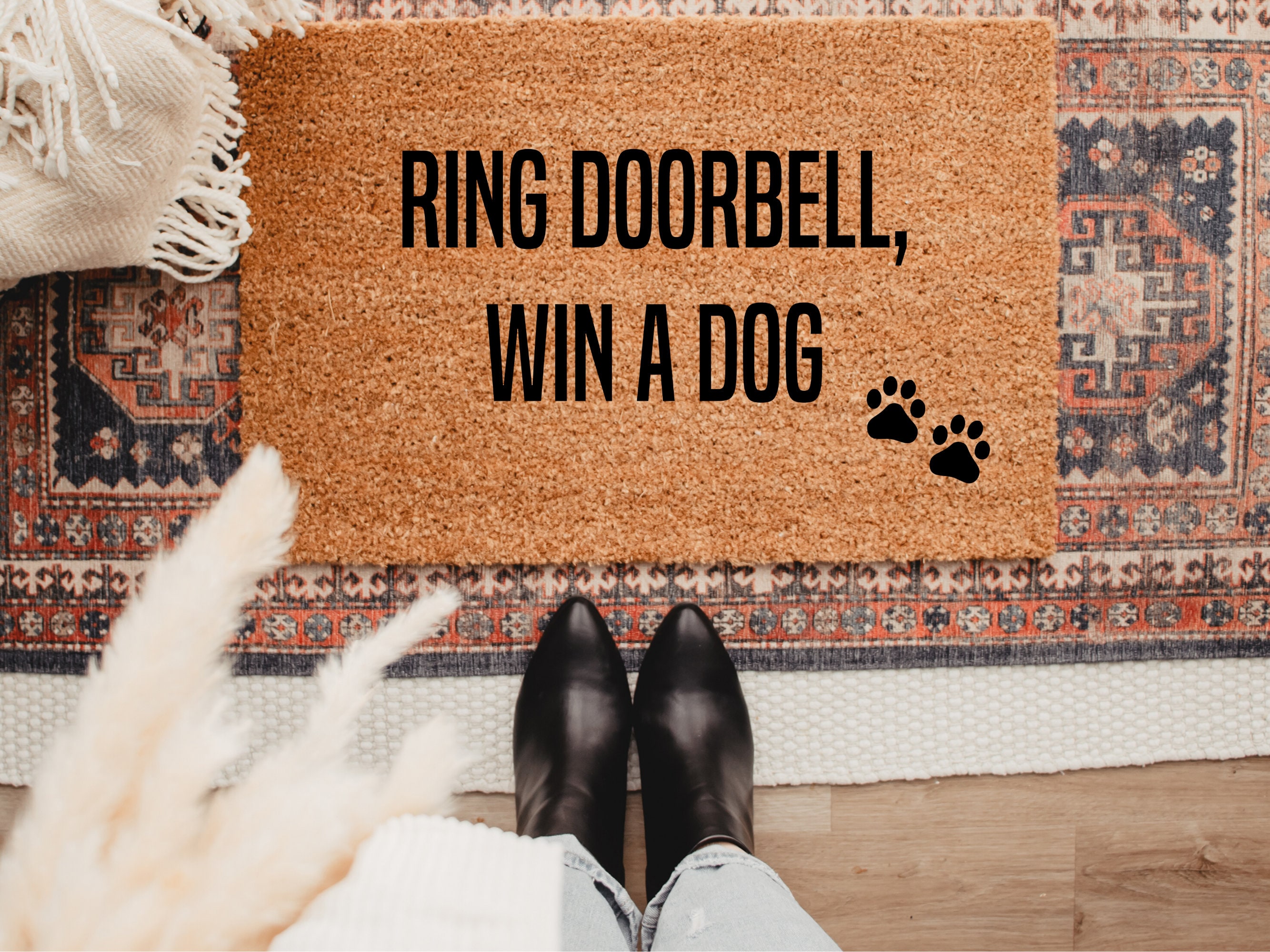 Dog on sale doorbell mat
