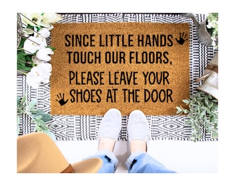 Little Hands Shoes Off Doormat, New Mom Doormat, Baby Shower doormat, Christmas Doormat, Home Decor, doormats, welcome mat, doormat