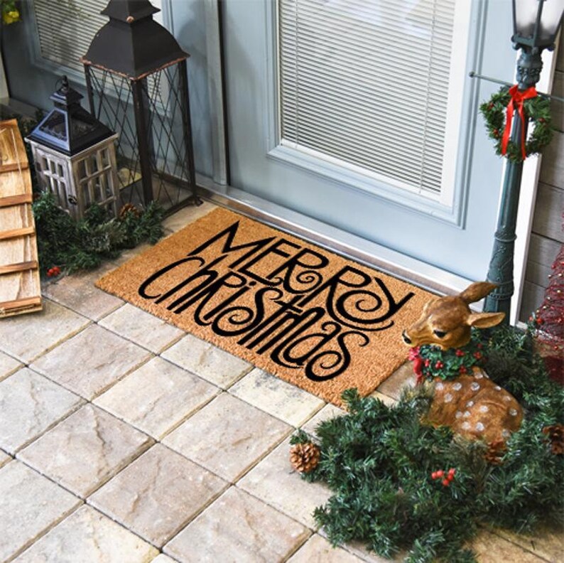 Merry Christmas Doormat Doormats Christmas Doormat Etsy