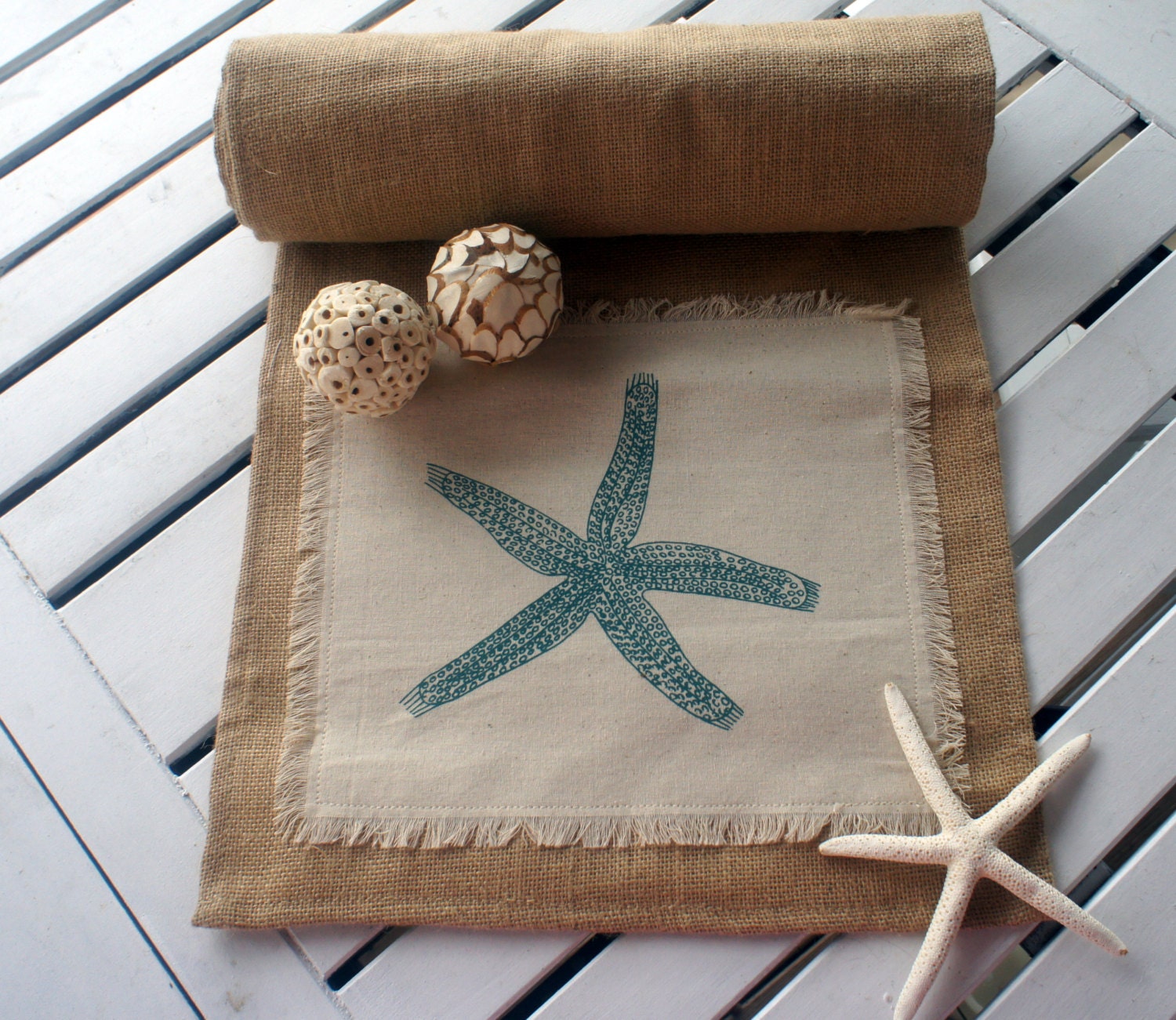 Burlap Table Runner Coastal Decor/Cabin Decor/Cottage Etsy