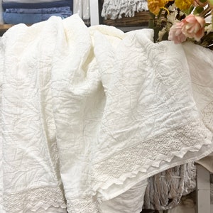 Ruffle And Crochet Trim Matelasse Bedspread-Farmhouse BeddingFree Shipping image 1