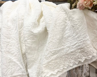 Ruffle And Crochet Trim Matelasse Bedspread-Farmhouse Bedding!Free Shipping!