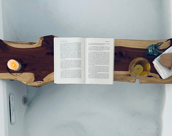 Live Edge Bath Cady,  bathtub decor, gift for her, bath tray. bathtub wooden tray, bath caddy