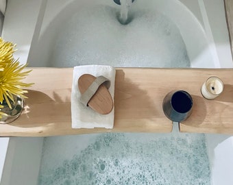Live Edge Wood Bath Caddy - Spa Bath Tray - Valentine's Day Gift