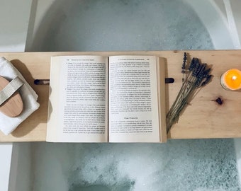 Live Edge Bath Caddy Gift for Her, Solid Wood Bath Tray,  Bath Caddy Christmas Gift, Custom Live Edge Caddy