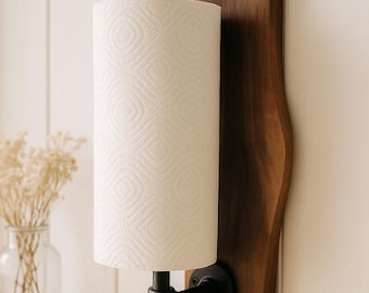 Live Edge Wood Paper Towel Holder: Rustic Farmhouse Kitchen Decor