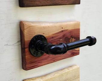 Handmade Live Edge Wood Toilet Paper Holder - Wall Mounted : Rustic Bathroom Decor
