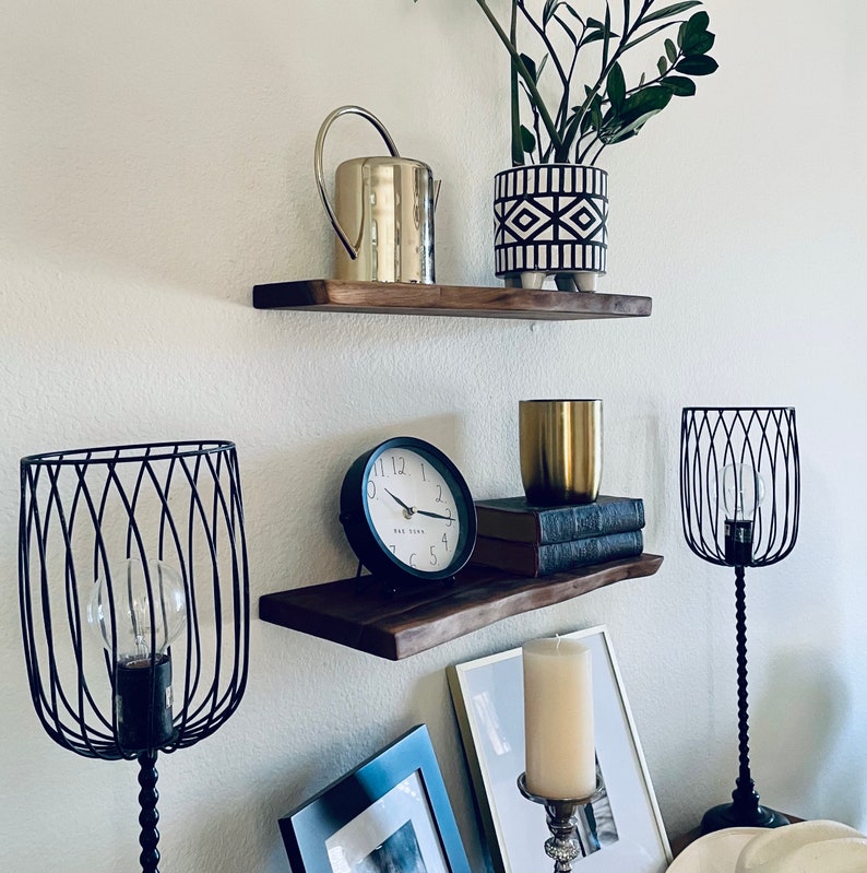Live Edge Floating Shelves Solid Wood Floating Shelves Etsy