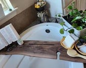 Live Edge Wood Bath Caddy - Spa Gift For Her - Bath Tray