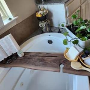 Live Edge Wood Bath Caddy - Spa Gift For Her - Bath Tray