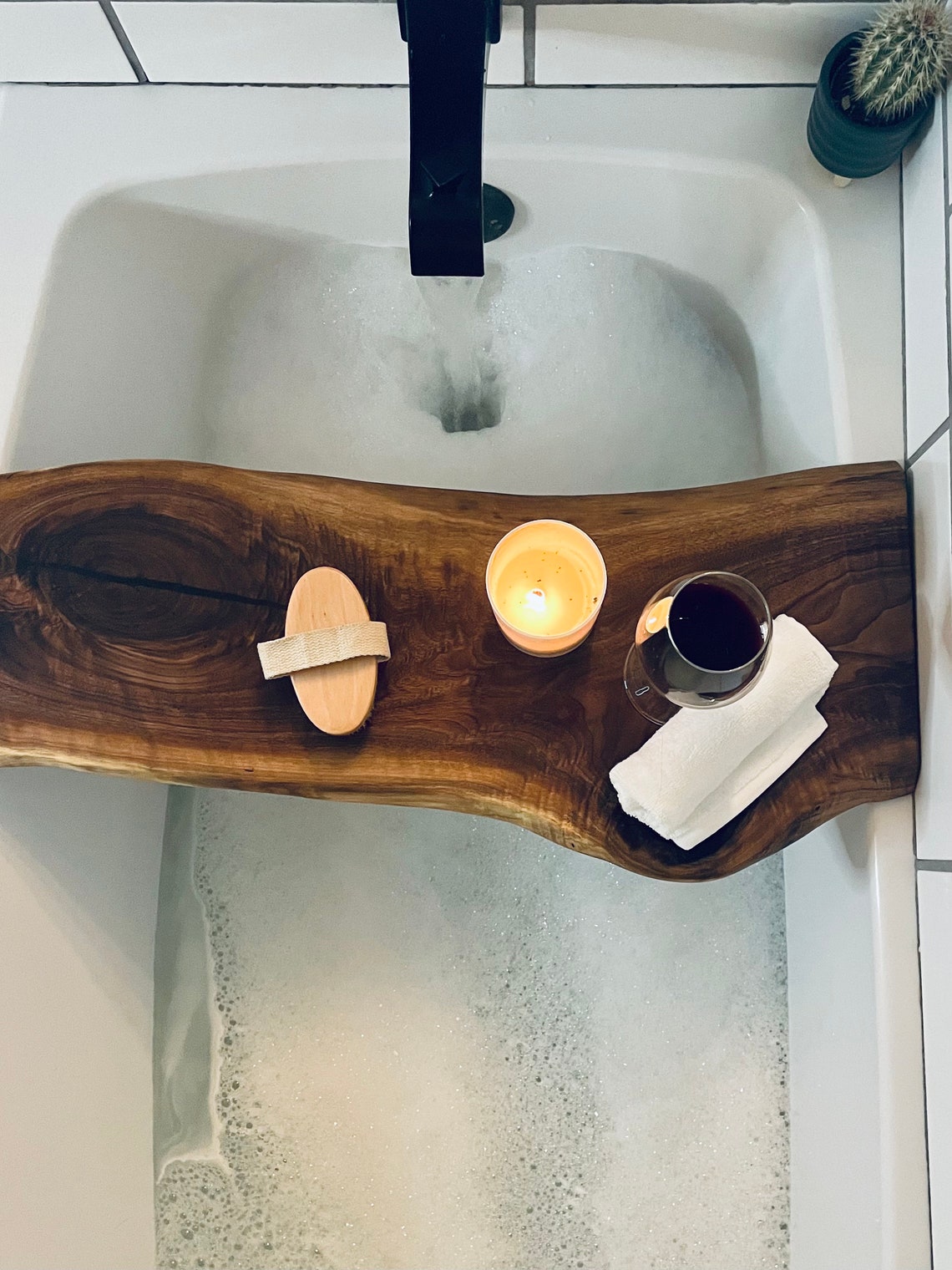 Bath Caddy for Her Live Edge Bath Caddy Walnut Bath Caddy Etsy