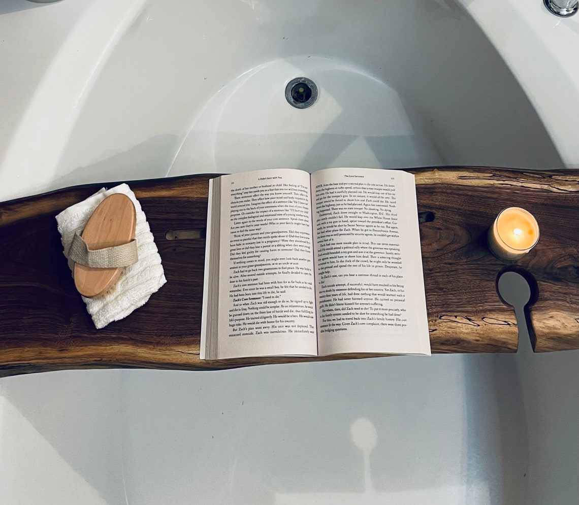Live Edge Bath Caddy Bathtub Tray Bath Caddy Wooden Bath Etsy