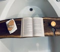 Live Edge Wood Bath Caddy: Black Walnut Bathtub Tray