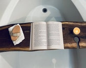 Live Edge Wood Bath Caddy: Black Walnut Bathtub Tray