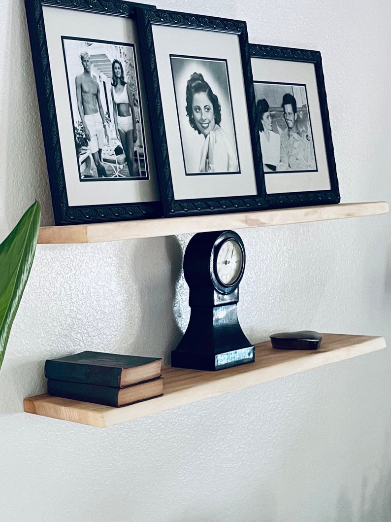 Live Edge Floating Shelves Solid Wood Floating Shelves Light Etsy