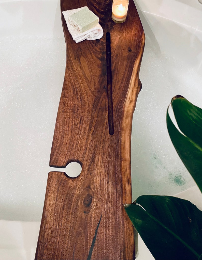 Bath Caddy for Her Live Edge Bath Caddy Walnut Bath Caddy Etsy