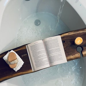 Bath Shelf, Live Edge Bath Tray, Spa Gift, Bathroom Decor, Biophilic Design, Gift for Her, Live Edge Bath Caddy. Bath Board, Live Edge Wood