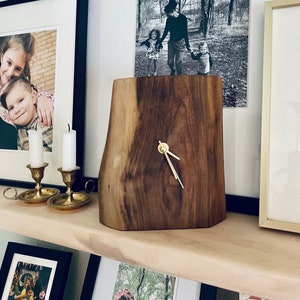 Wood Desk Clock, Walnut Desk Clock, Mantel Clock, Table Top Clock