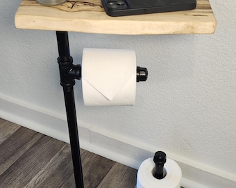 Live Edge Cedar Toilet Paper Stand: Rustic Industrial Decor