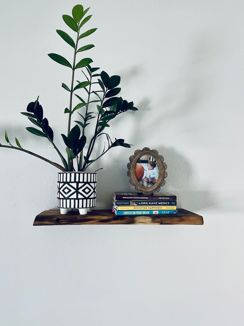 Live Edge Floating Shelves Solid Wood Floating Shelves Light Etsy