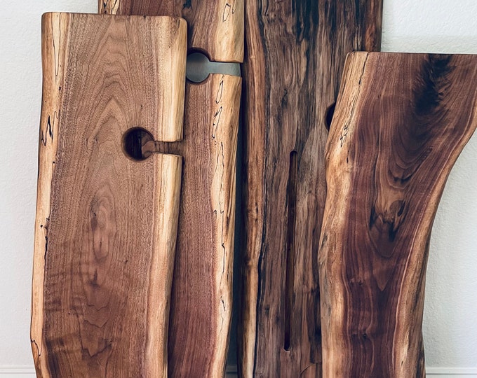 Live Edge Wooden Bath Caddy - Rustic Bathtub Tray with Wine Holder