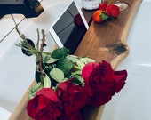 Handmade Live Edge Wood Bath Caddy – Freestanding Bathtub Tray