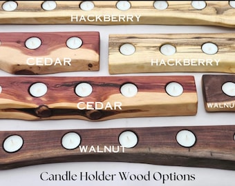 Live Edge Wood Candle Holder: Rustic Farmhouse Centerpiece