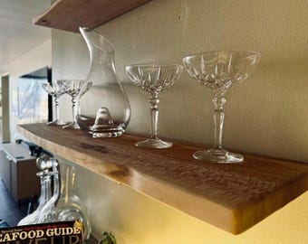 Live Edge Walnut Floating Shelves - Solid Wood with Hidden Bracket