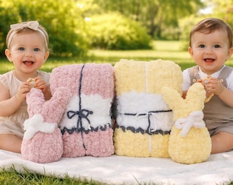 Chunky Knit Baby Blanket - Chenille Throw, Custom Colors