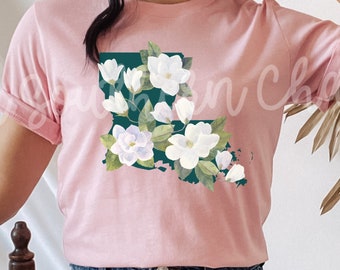 Louisiana Magnolia Bella Canvas Tee|Louisiana Shirt|Louisiana Design|Southern Belle Unisex Shirt Watercolor