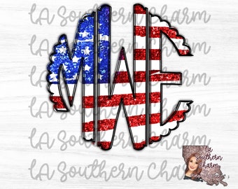 Glitter Vaterländische Flagge Initial Monogramm Digitaler DOWNLOAD. PNG-Sublimationsdatei
