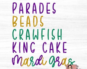 PNG Sublimation screen print file download. Parades beads crawfish king cake Mardi Gras digital art design. PNG Jpeg file. Shirt tumbler